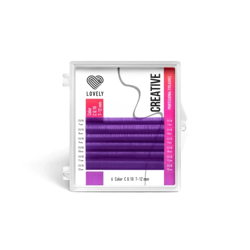 Ресницы цветные LOVELY Purple MIX 6 линий
