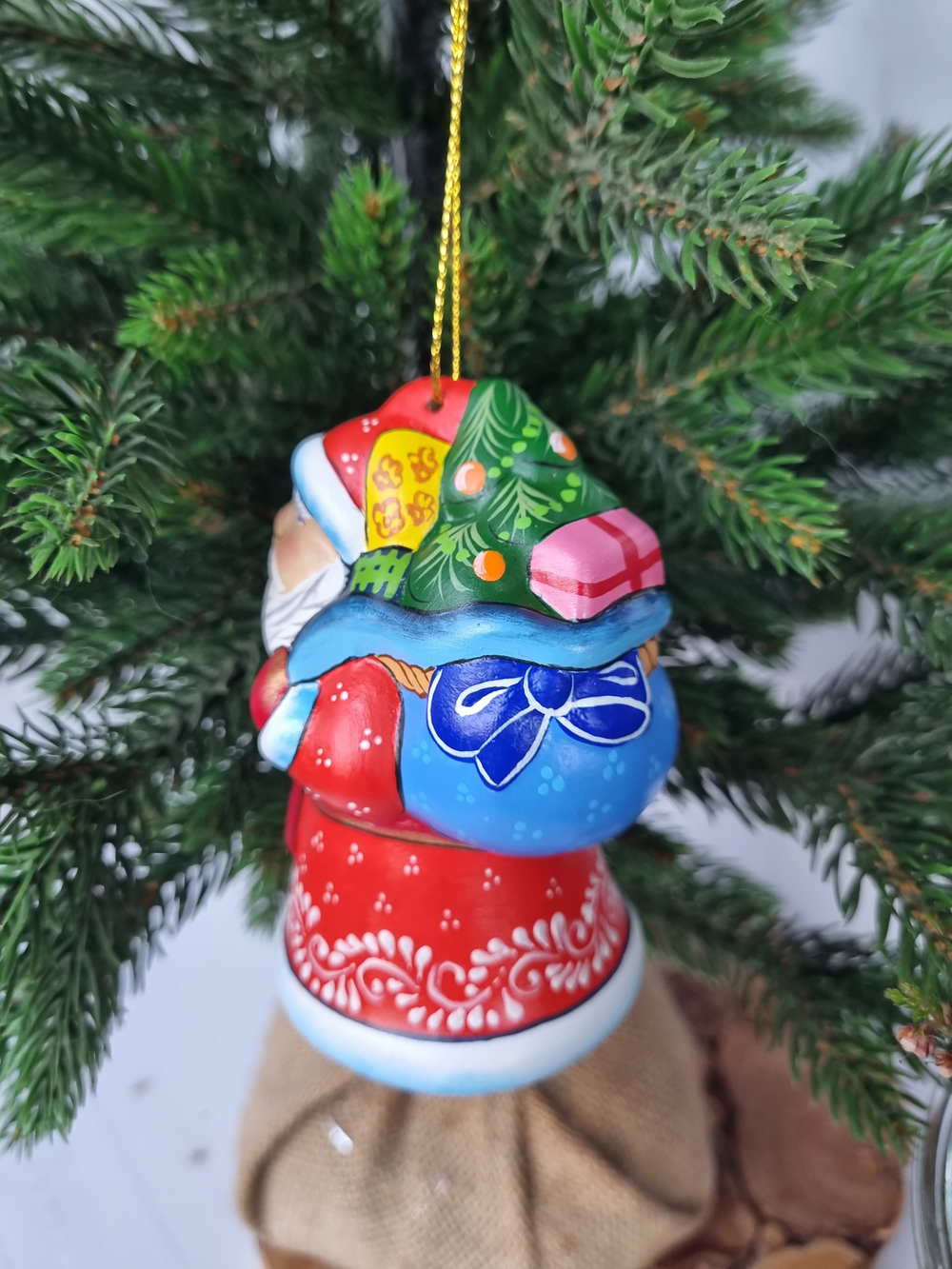 Дед мороз ёлочная игрушка из фарфора