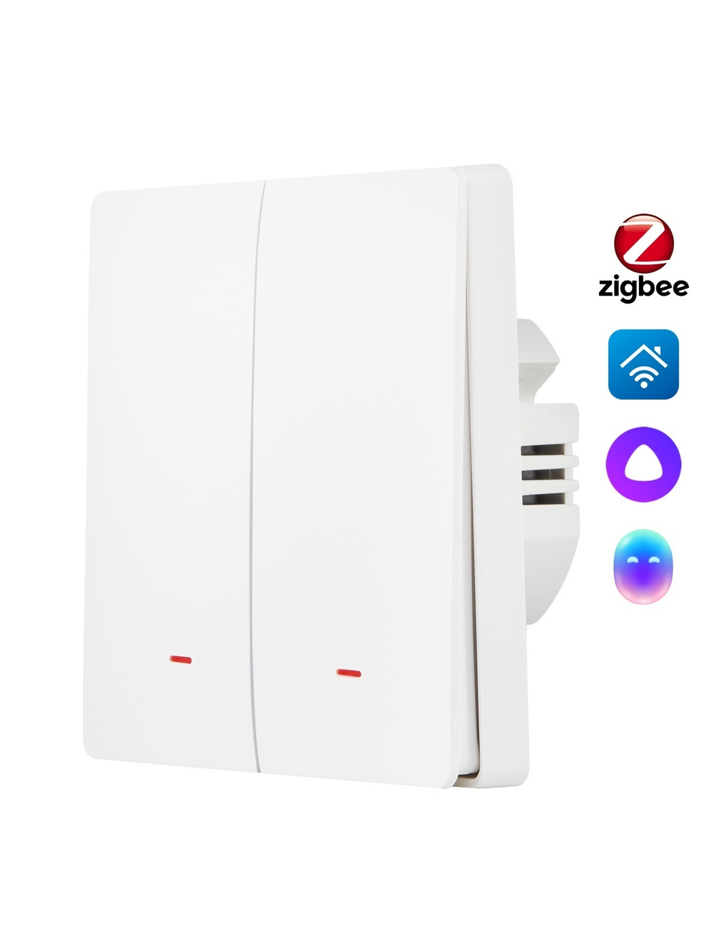 Выключатель HOMMYN настенный zigbee 2 клавиши (без нейтрали) SWZBNN02W