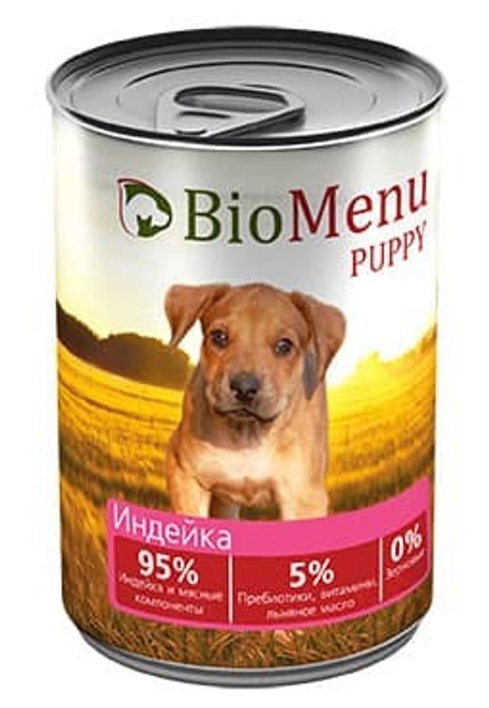 BioMenu PUPPY Консервы д/ЩЕНКОВ Индейка 95%-МЯСО 410г.