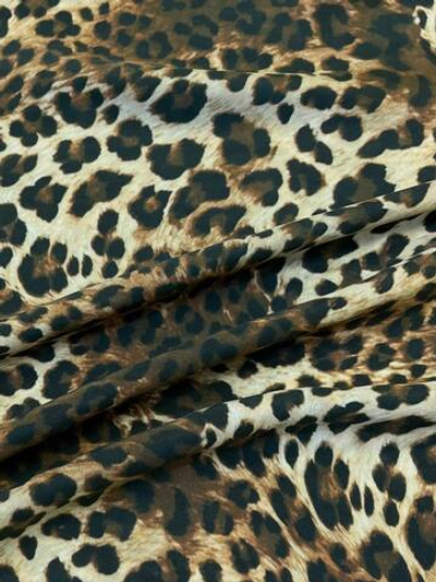 Шелк коричневый с анималистичным принтом