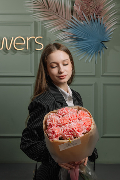 Моно букет розовые диантусы