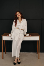 Блуза из сатина в молочном