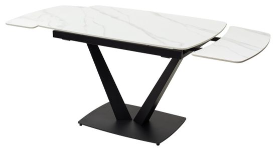 Стол ALATRI 120 MATT WHITE MARBLE SOLID CERAMIC / BLACK