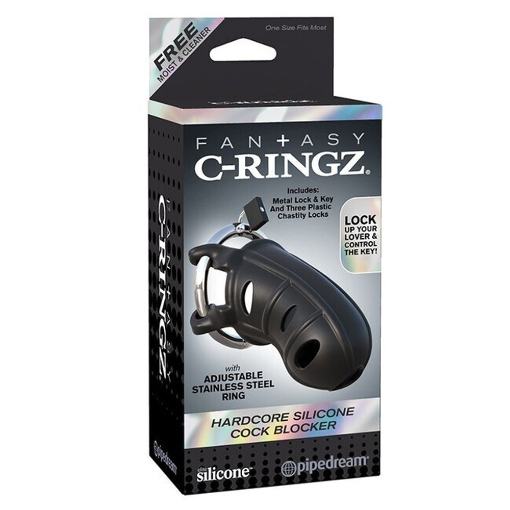 Пояс верности для мужчин с закрытой головкой Hardcore Silicone Cock Blocker (Цвет: черный)