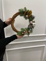 Мастер-класс РОЖДЕСТВЕНСКИЙ ВЕНОК на плетеной основе