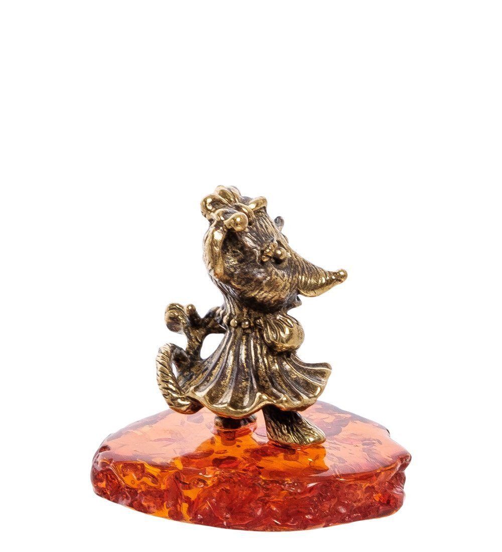 Народные промыслы AM-1607 Фигурка «Мышь красотка» (латунь, янтарь)