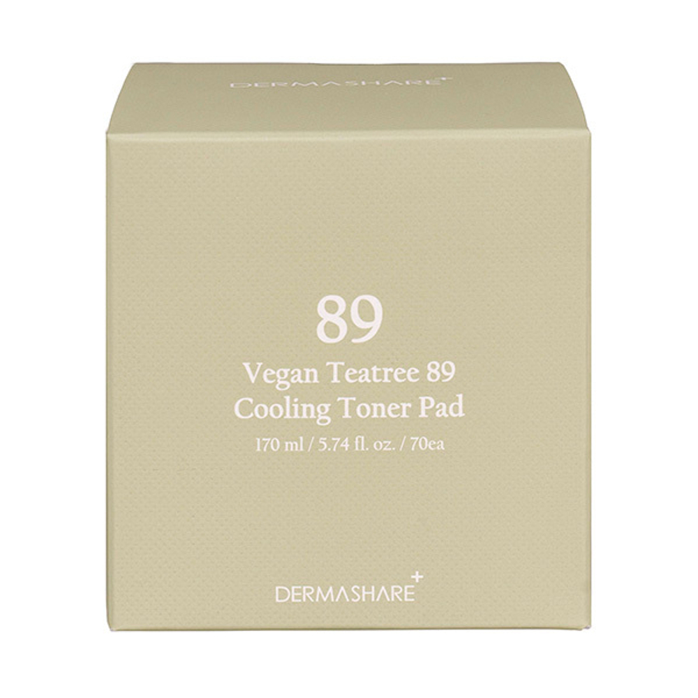 Тонизирующие пэды с экстрактом Чайного дерева 89% Dermashare Vegan Tea Tree 89 Cooling Toner Pad 70шт