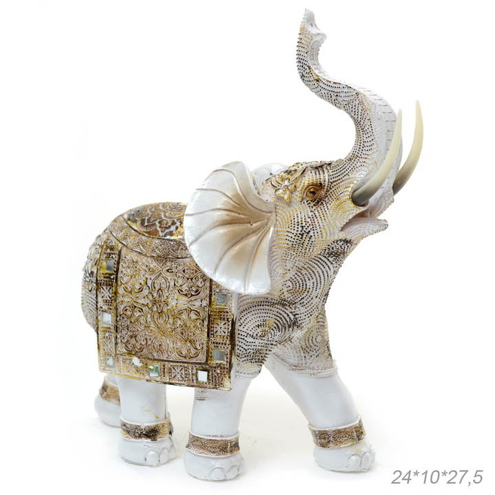 Статуэтка Слон с зеркалами узор золотистый черный цвет белый 24х10х27,5 см