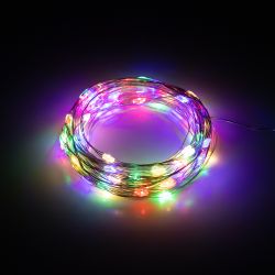 Светодиодная новогодняя гирлянда Intro Holiday INNR-02M нить мультиколор 10 м 100 microled IP20 3AA | Intro