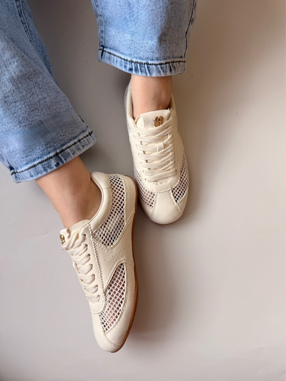 Кеды из натуральной кожи c вставками из сетки FELICE