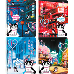 Тетрадь А5 80 л. BRAUBERG гребень клетка обложка картон "Anime Cats" (микс в спайке) (12 штук в упаковке)