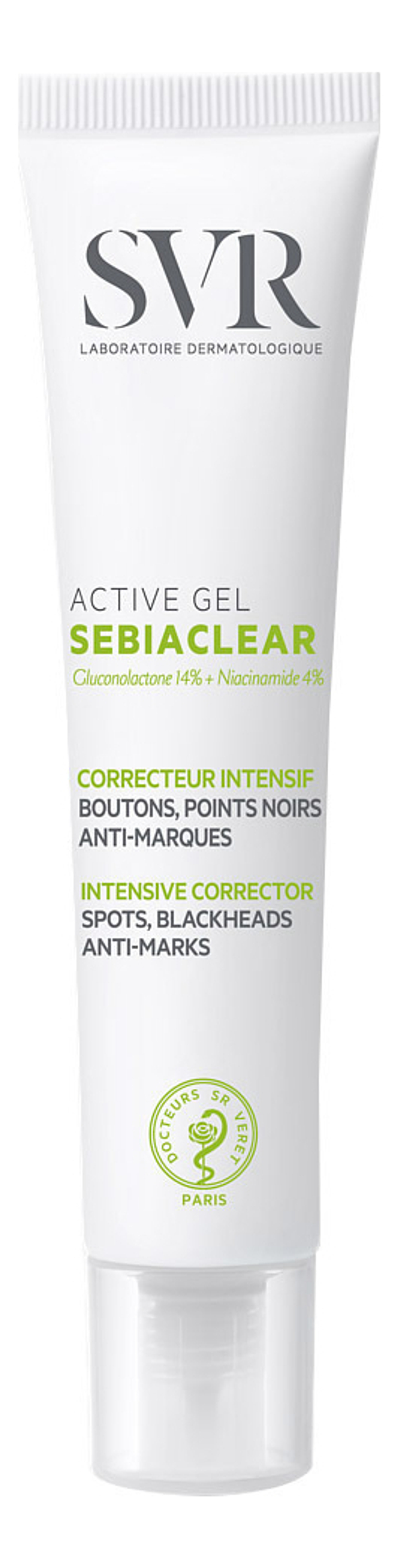 СВР Себиаклир Актив Гель против чёрных точек и постакне SVR Sebiaclear Active Gel Correcteur intensif boutons, points noirs, anti-marques 40 мл