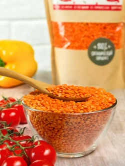 Чечевица красная шлифованная, органическая, 700 г.