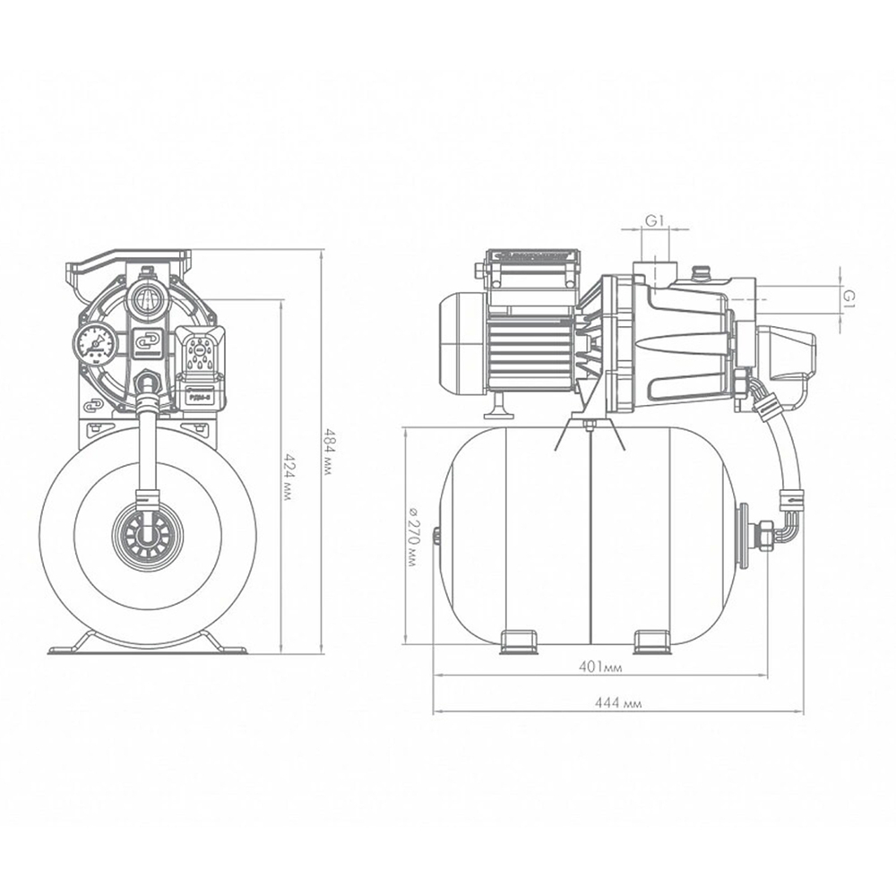 Насосная станция Джамбо 55/35 П-18 (2.0) (бак 18 л, 0,62 кВт, 55 л/мин, напор 35 м) ДЖИЛЕКС "ХИТ"