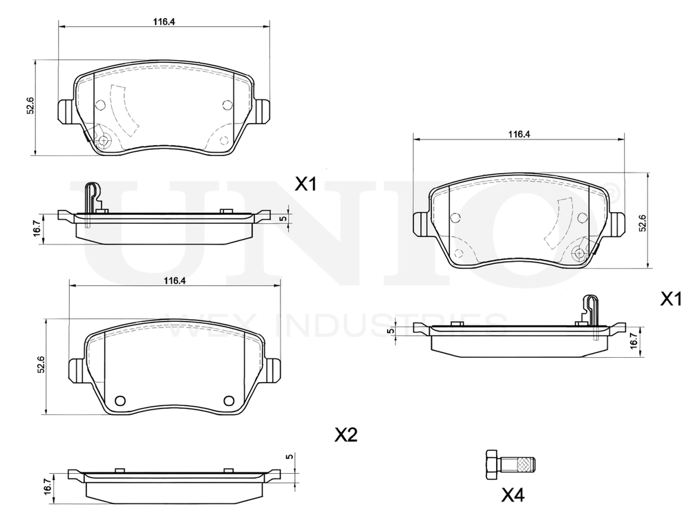 Колодки тормозные диск. передние с винтами UNIO BRP-20046