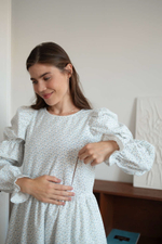 Платье Муза из фланели, Белый с нежными веточками