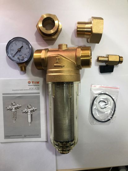 Самопромывной фильтр для холодной воды Tim 1" с манометром