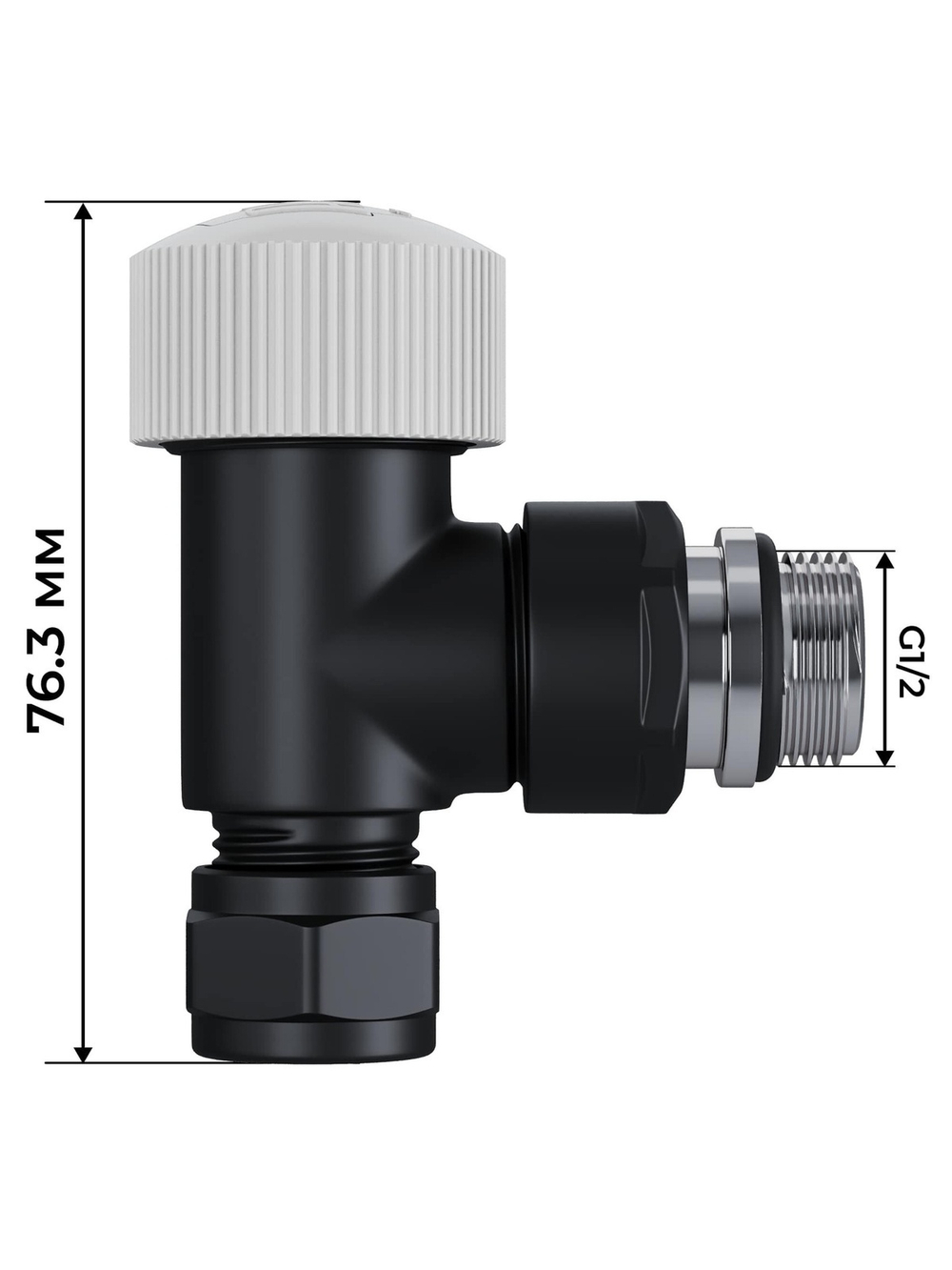 Набор термостатический угловой Royal Thermo Design Pro 15мм М30х1,5 (Черный)