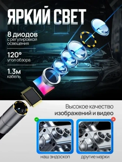 Эндоскоп автомобильный для смартфона, поворотный
