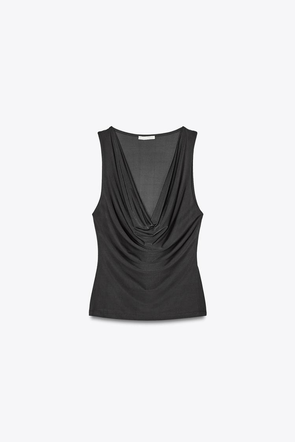 ZARA ТОП ИЗ СТРУЯЩЕЙСЯ ТКАНИ С ДРАПИРОВКОЙ, СВИНЦОВЫЙ