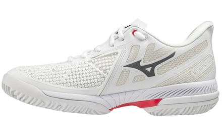 Женские Кроссовки теннисные Mizuno Wave Exceed Tour 5 CC - белый, красный, серый