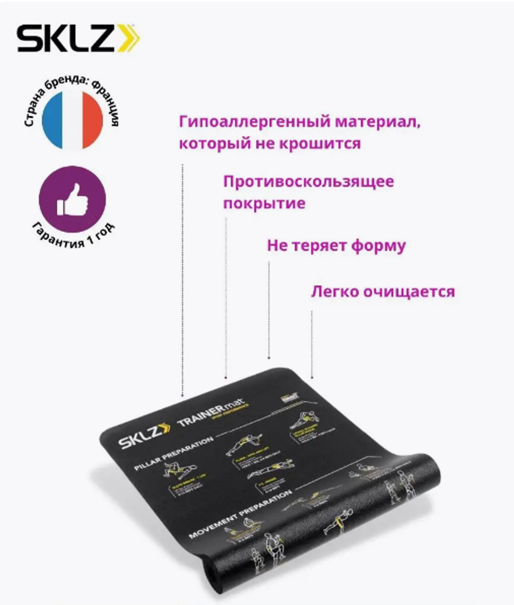 Коврик для фитнеса и йоги с комплексом упражнений SKLZ Trainer Mat Sport Perfomance