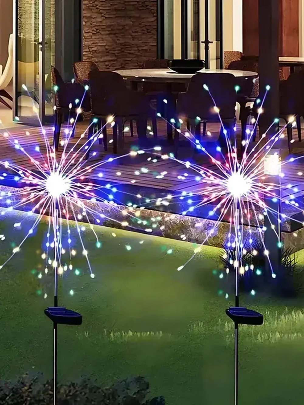 Ландшафтный беспроводной светильник на солнечной батарее, 2 шт, уличный наземный фонарь для дачи сада и огорода, фейерверк, Многоцветный