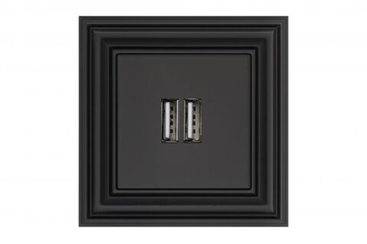 Розетка 2 usb черный матовый LIREGUS RETRO
