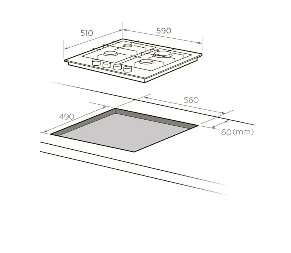Поверхность варочная газ. Midea MG7560TGW