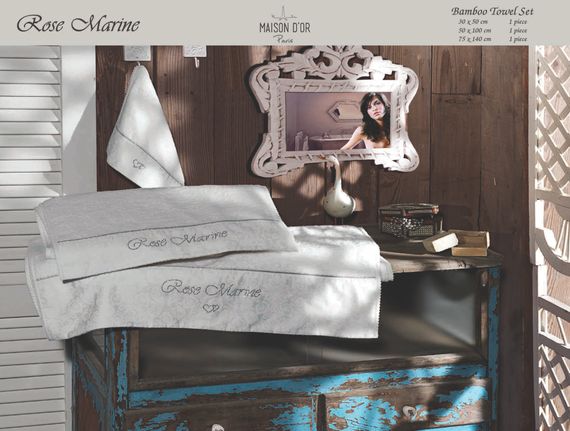 Набор полотенец  ROSE MARINE - РОЗ МАРИН 3пр  30х50 50х100 и 75х140 Maison Dor (Турция)