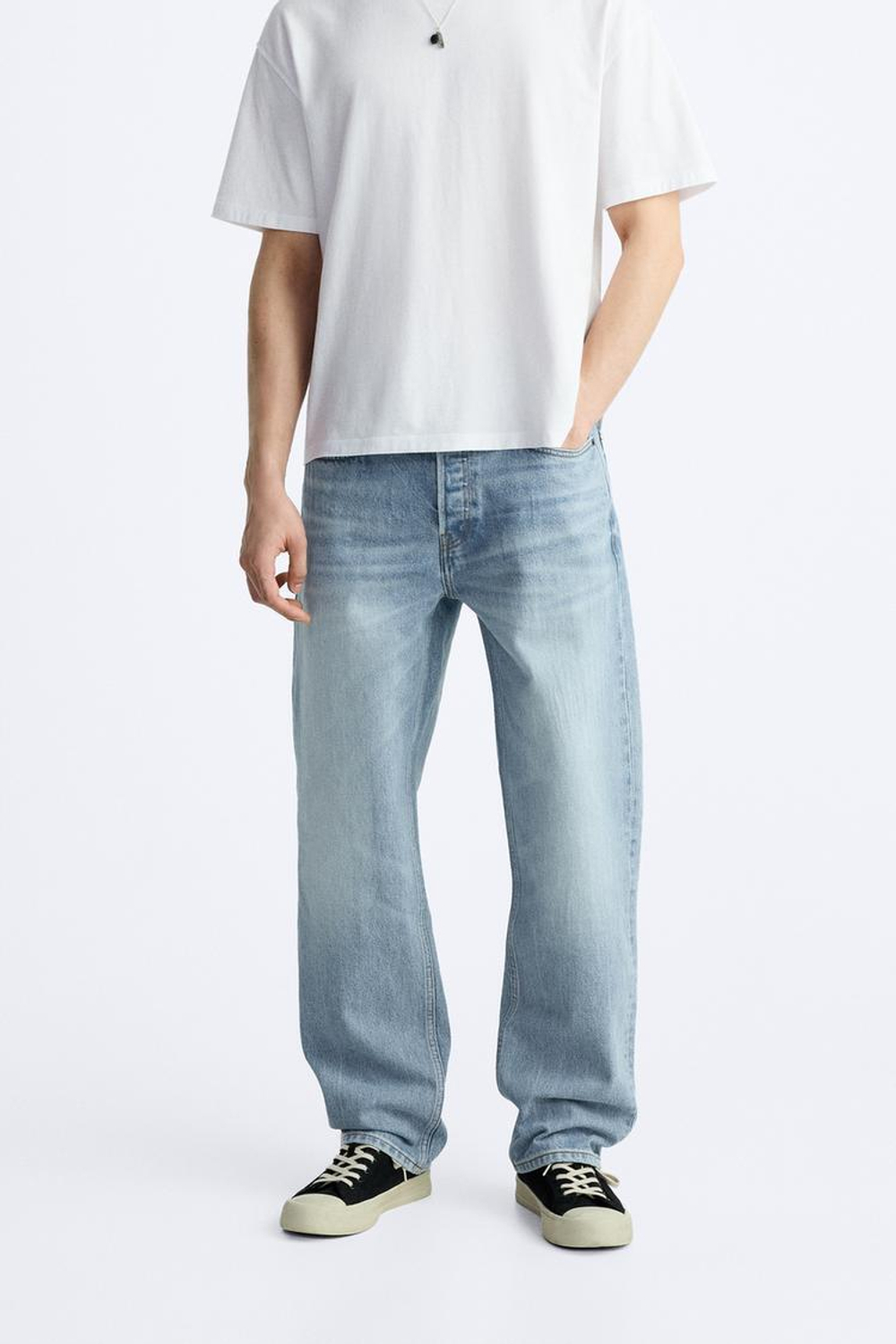 ZARA ДЖИНСЫ STRAIGHT-LEG, ВЫЦВЕТШИЙ СИНИЙ