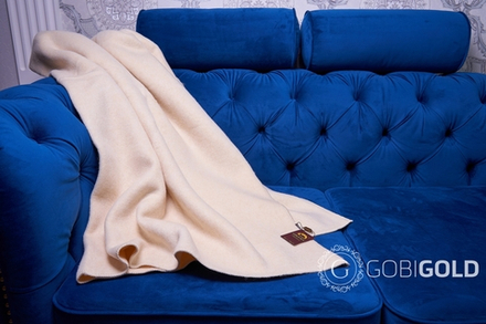 Одеяло тканое из 100% верблюжьей шерсти 150х200 см. (Gobi'S SUN) - белое