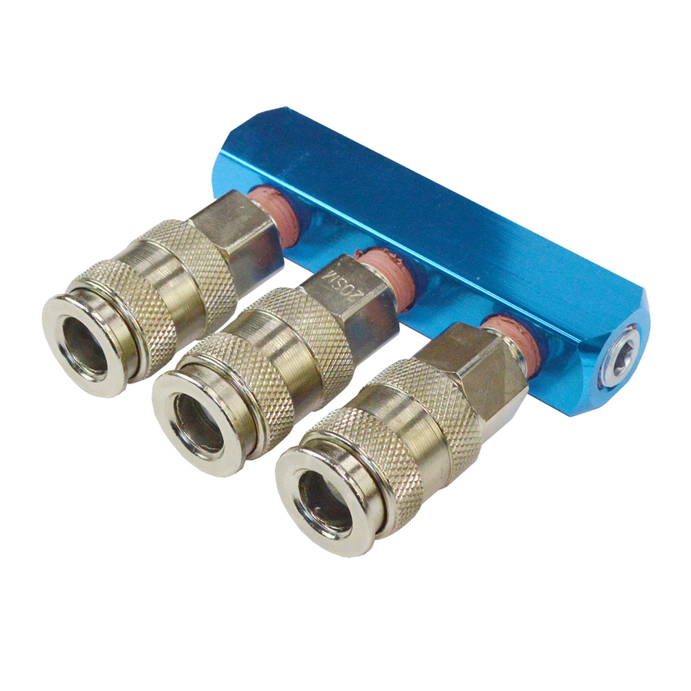 WDK-83MT Распределитель пневматический, 3 быстроразъемных EU соединения, 3 входа с резьбой 1/4"