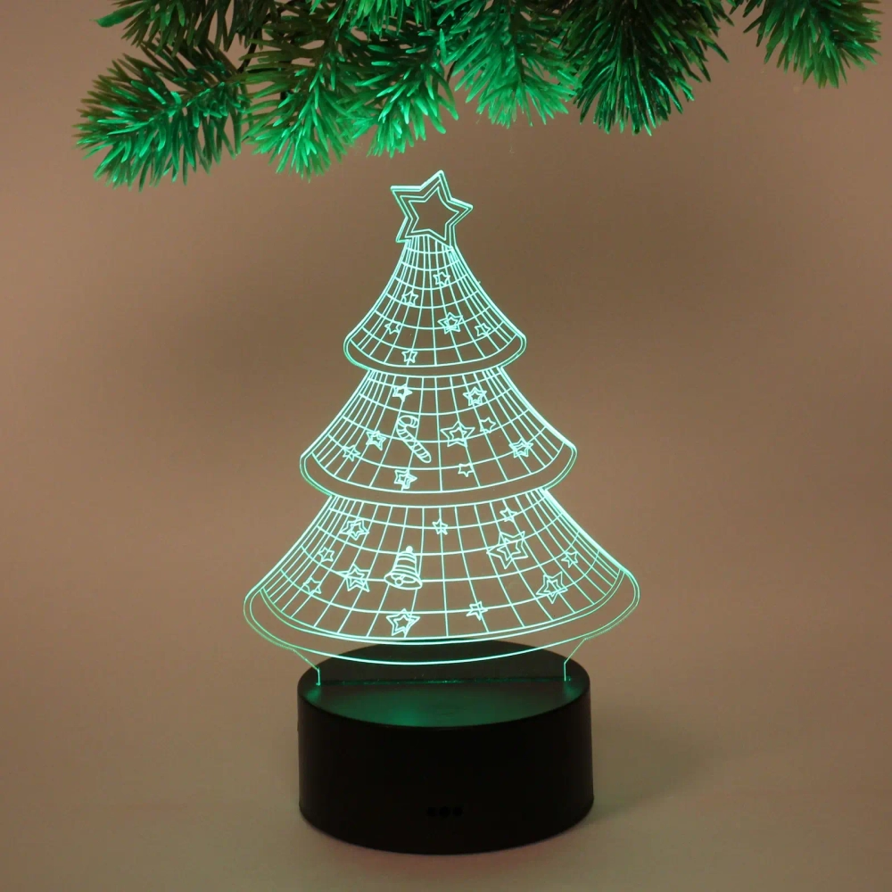 Светильник ночник «3D-Ёлочка» на пластиковой подставке, с включателем USB