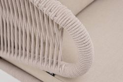 "Милан" кресло плетеное из роупа, каркас алюминий белый муар, роуп бежевый круглый, ткань бежевая 052