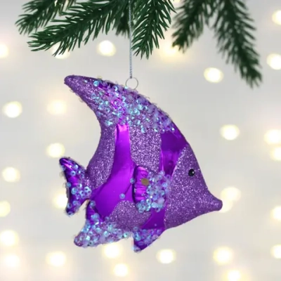 Елочная игрушка «Волшебная рыбка» 10*2,5*10 см, Фиолетовый