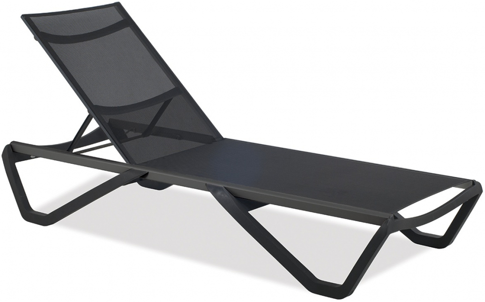 Шезлонг-лежак металлический Papatya Wave Paint, антрацит