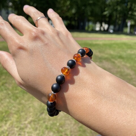 Браслет шунгит+янтарь 5