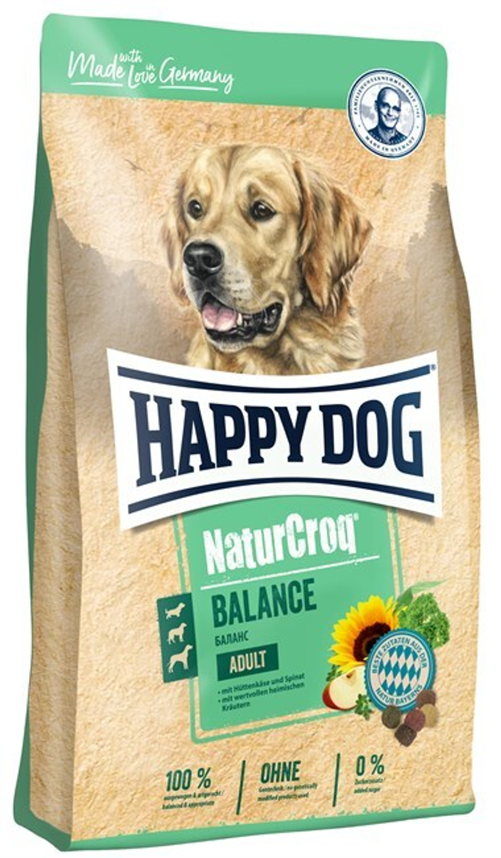 Happy Dog NaturCroq Balance (птица, творог, шпинат)