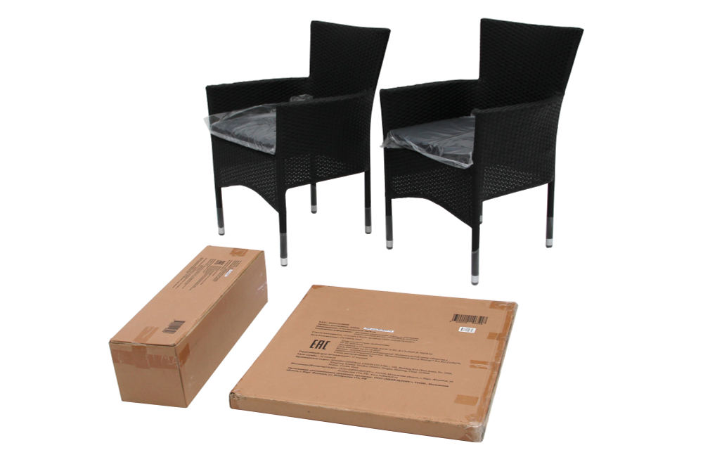 Набор мебели Garden Story Аскер мини 4 уп.(2 Стул Garden Storyа Аскер с под.+стол 70см 2 уп., каркас черн, ротанг черн.)