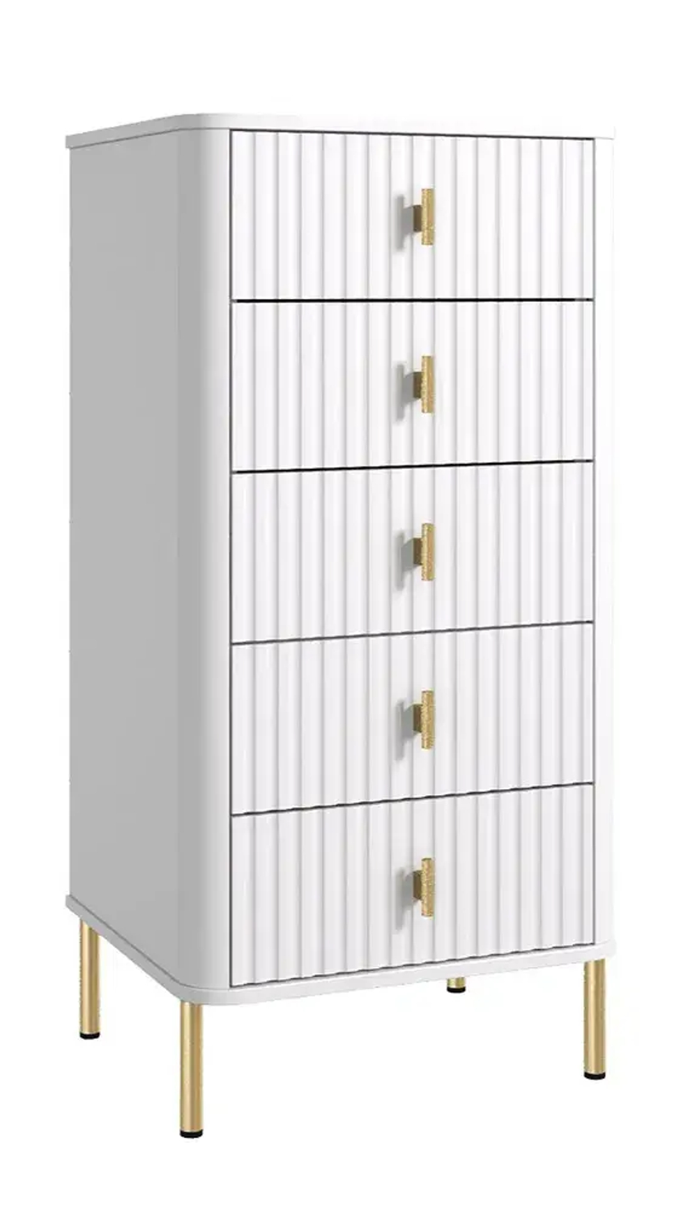 Комод Аляска, 5 ящиков, 53х45.5x109 см, белый