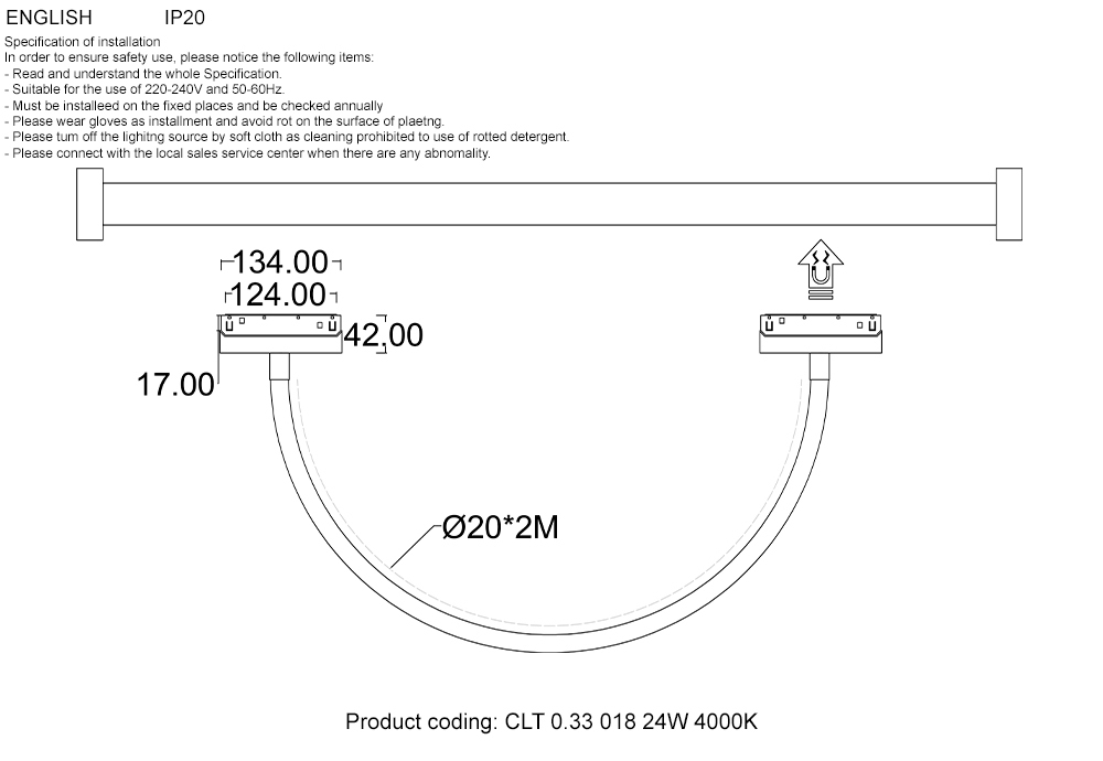 Магнитный трековый светильник Crystal Lux CLT 0.33 018 24W BL 4000K
