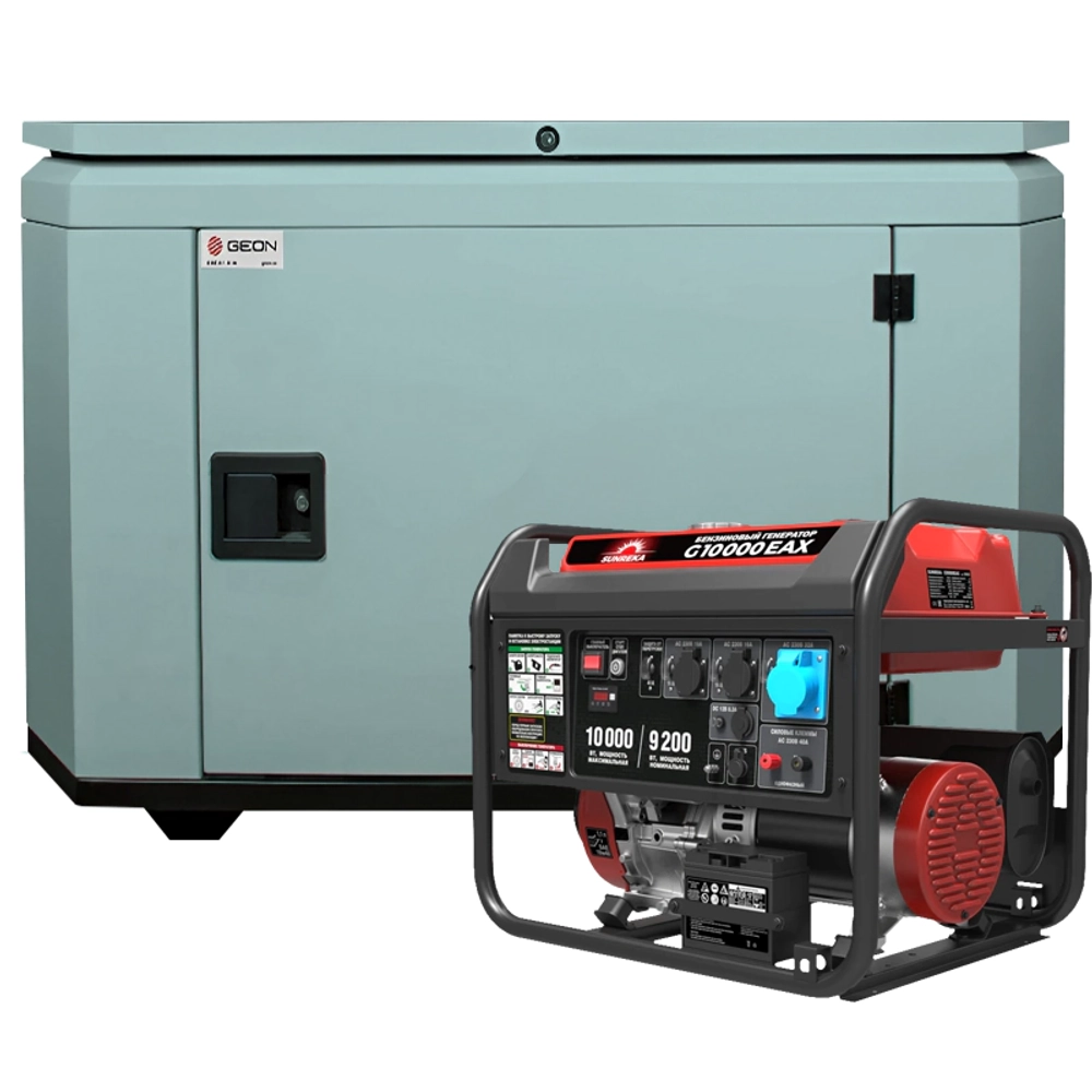 Генератор бензиновый SUNREKA G10000EAX с кожухом Geon 1200 RAL 7031