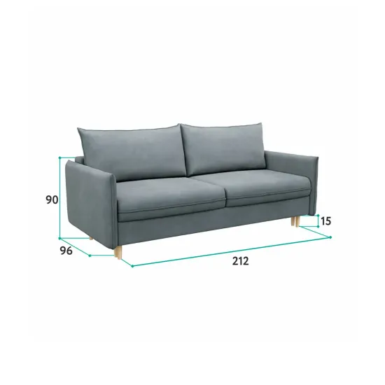 СКАНДИ Диван тканевый прямой синий