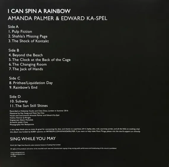 Amanda Palmer & Edward Ka-Spel – I Can Spin A Rainbow 2LP