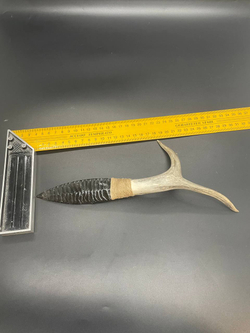 Обсидиановый клинок с рукоятью из рога оленя 28 см