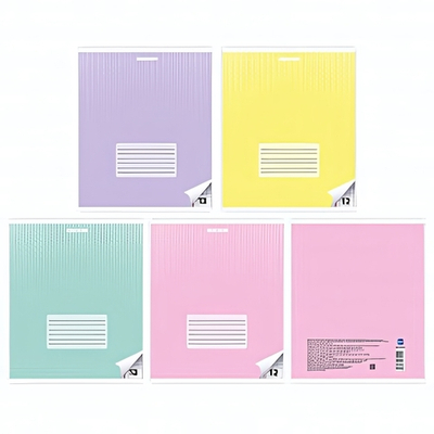 Тетрадь А5 12л. клет. "Графика" в доп. ПВХ обложке, с полями, белизна 100%, микс 4 вида (Центрум)