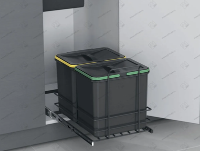 S-2579-A Мусорное ведро Starax 16+16л. шир. 400 (340x485x385) пластик &lt;1&gt;