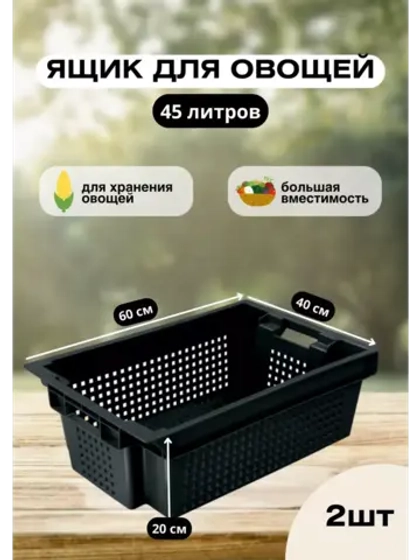 Ящик для хранения овощей сплошное днo 60х40х20см *2шт